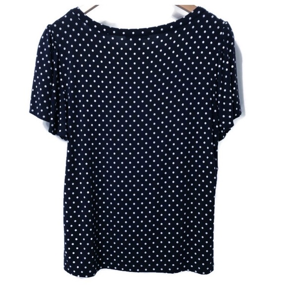 CHAPS | Navy & White Polka Dot Dressy Top | Sz LG - Picture 7 of 12